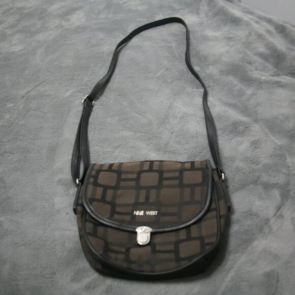 Nine West Small Cloth w/Leather Trim Purse, Brown - Picture 2 of 3